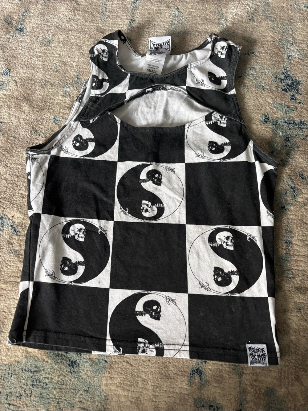 Black & White Yin Yang Skull Tank Top